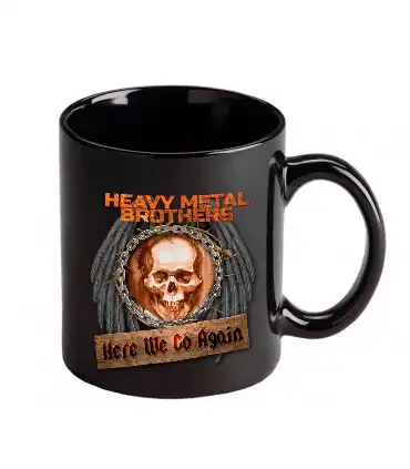 Taza exclusiva de Heavy Metal Brothers con diseño único con emblema de cráneo alado